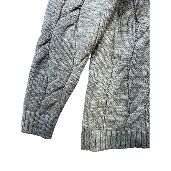 Lands End Womens Cable Knit  Sweater M/P Gray Wool Blend Fisherman Look - Picture 13 of 13